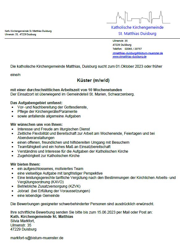 Stellenanzeige Kuester